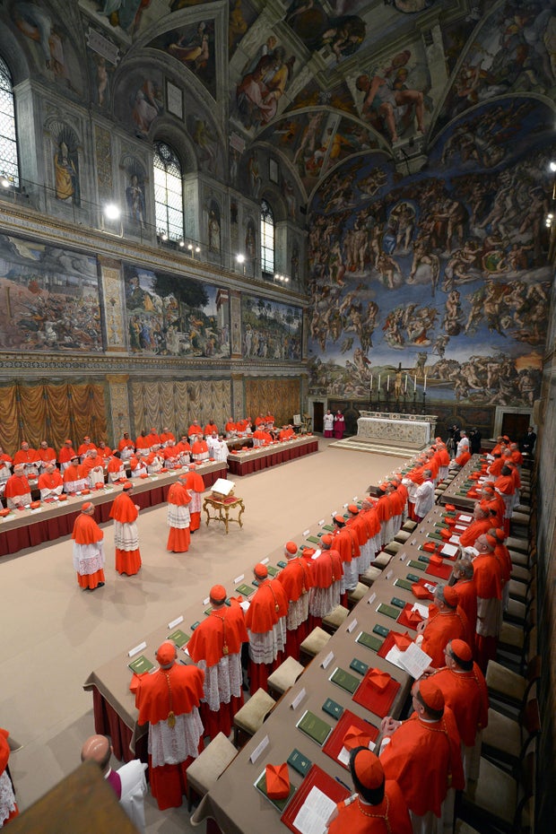 Cardinals at the papal conclave in the Sistine Chapel in 2013 